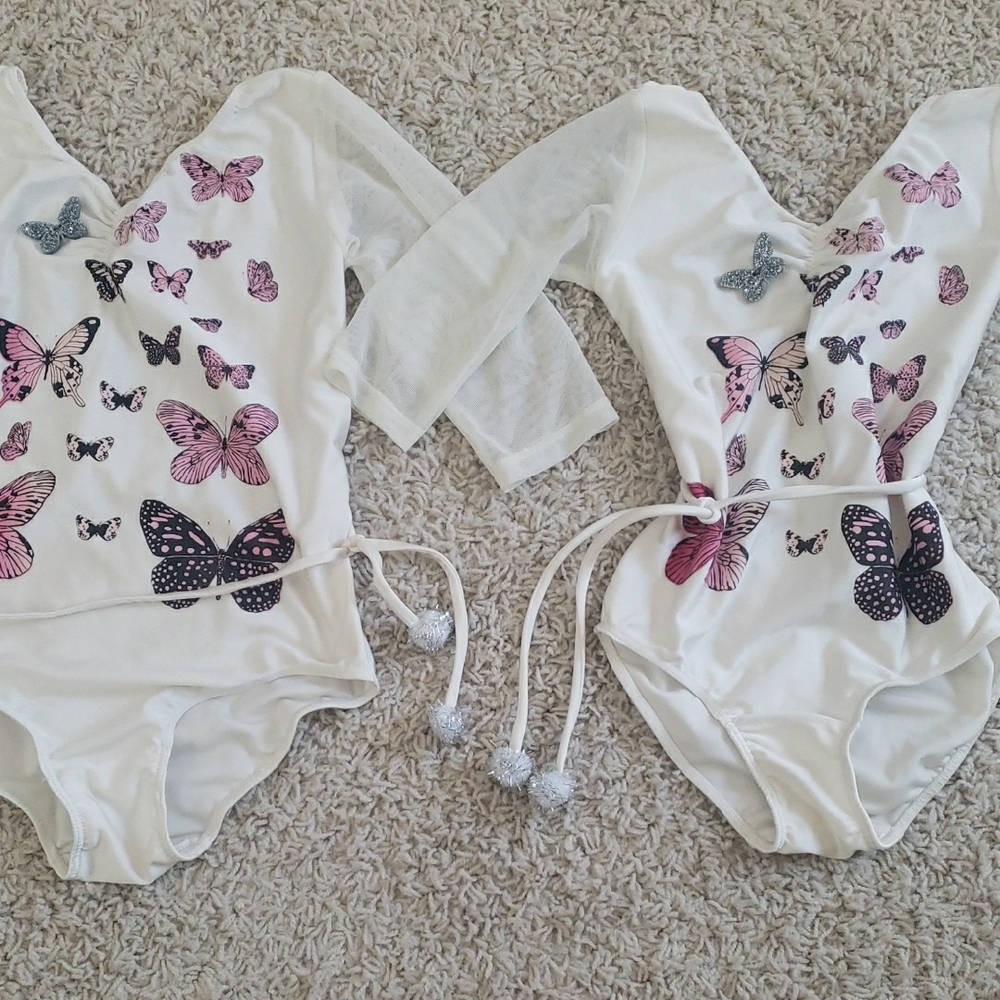Atsuyo Akiko Butterfly Print Kids Girl Leotard Bodysuits Bundle